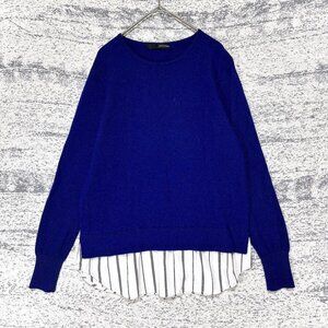 Octone Wool Cashmere Blend Layered-Look Knit Striped Shirtsweater